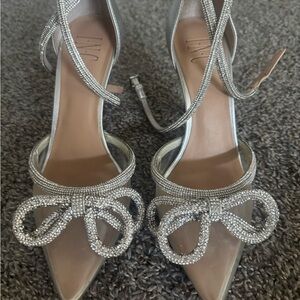 Elegant Silver Strappy Heels
